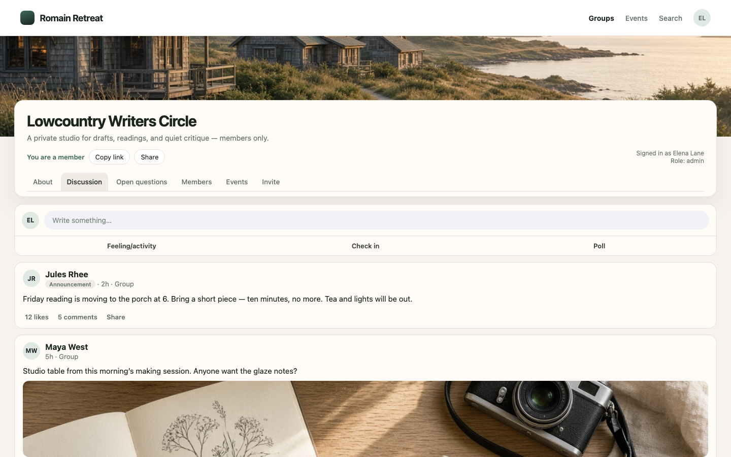 Romain Retreat group discussion feed